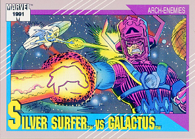 Marvel Universe 1991 - 094 - Silver Surfer vs. Galactus Vintage Trading Card Singles Impel   