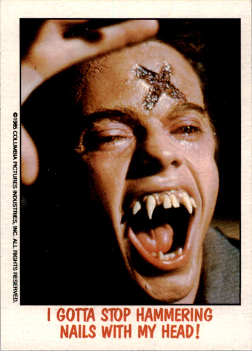 Fright Flicks 1988 - 13 - Fright Night - I Gotta Stop Hammering Nails With My Head! Vintage Trading Card Singles Topps