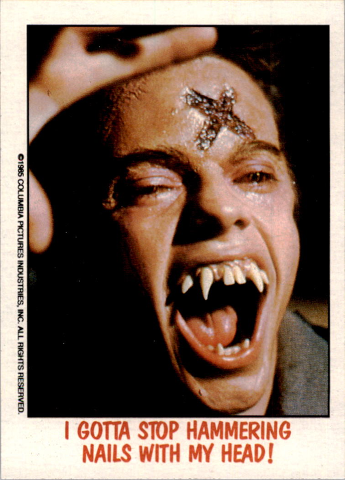 Fright Flicks 1988 - 13 - Fright Night - I Gotta Stop Hammering Nails With My Head! Vintage Trading Card Singles Topps   