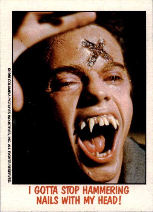 Fright Flicks 1988 - 13 - Fright Night - I Gotta Stop Hammering Nails With My Head! Vintage Trading Card Singles Topps