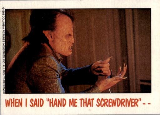 Fright Flicks 1988 - 55 - Fright Night - When I Said "Hand Me That Screwdriver" - - Vintage Trading Card Singles Topps   
