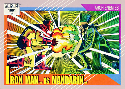 Marvel Universe 1991 - 118 - Iron Man vs. Mandarin Vintage Trading Card Singles Impel   