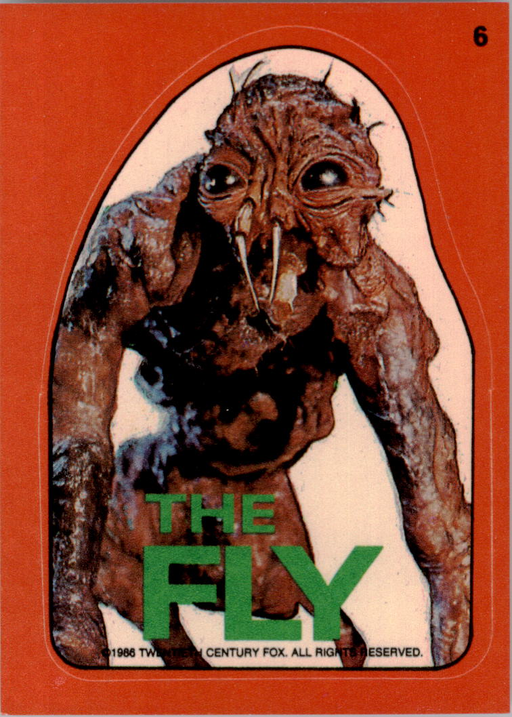 Fright Flicks 1988 - Sticker - 06 - The Fly Vintage Trading Card Singles Topps