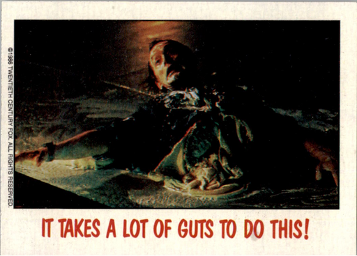 Fright Flicks 1988 - 64 - Aliens - It Takes a Lot of Guts To Do This! Vintage Trading Card Singles Topps   