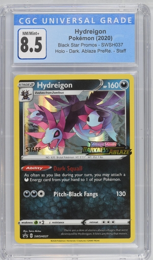 Pokemon - Hydreigon - Darkness Ablaze 2020 Prerelease Staff Promo - CGC 8.5 Vintage Trading Card Singles Pokemon   
