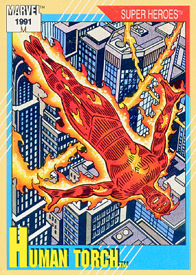 Marvel Universe 1991 - 010 - Human Torch Vintage Trading Card Singles Impel
