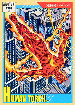 Marvel Universe 1991 - 010 - Human Torch Vintage Trading Card Singles Impel   