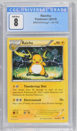 Pokemon - Raichu - BREAKthrough 2015 - CGC 8.0 Vintage Trading Card Singles Pokemon   
