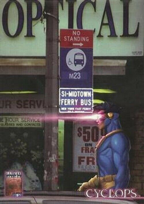 Marvel Premium QFX 1997 - 07 - Cyclops - Damaged Card Vintage Trading Card Singles Fleer