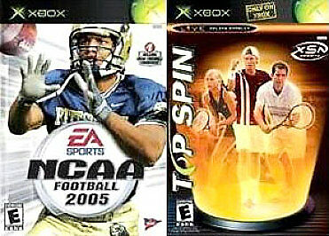 NCAA Football 2005 and Top Spin - Xbox - in Case Video Games Microsoft   