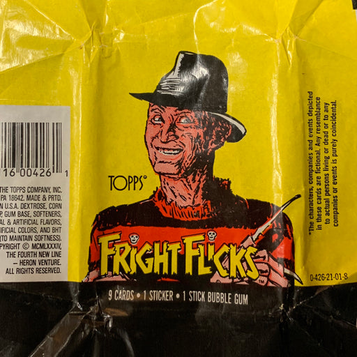 Fright Flicks 1988 - Empty Wax Pax Wrapper - Freddy Krueger Vintage Trading Card Singles Topps