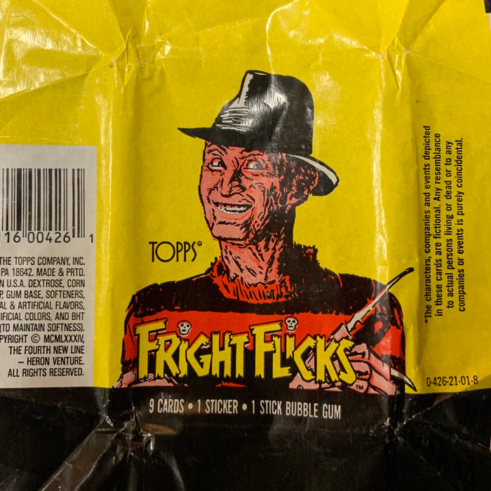 Fright Flicks 1988 - Empty Wax Pax Wrapper - Freddy Krueger Vintage Trading Card Singles Topps