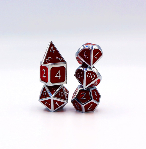 Foam Brain Dice - Silver Embossed Ruby RPG Set Accessories Foam Brain   