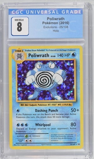 Pokemon - Poliwrath - Evolutiions 2016 - CGC 8.0 Vintage Trading Card Singles Pokemon   