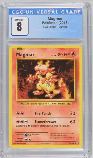 Pokemon - Magmar - Evolutions  2016 - CGC 8.0 Vintage Trading Card Singles Pokemon   