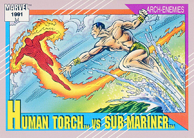 Marvel Universe 1991 - 097 - Human Torch vs. Sub-Mariner Vintage Trading Card Singles Impel   