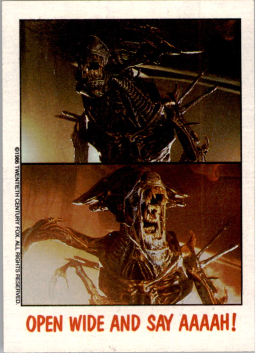 Fright Flicks 1988 - 11 - Aliens - Open Wide And Say Aaah! Vintage Trading Card Singles Topps