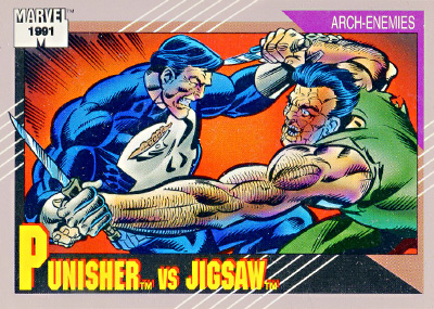 Marvel Universe 1991 - 100 - Punisher vs. Jigsaw Vintage Trading Card Singles Impel   