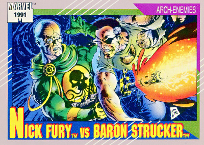 Marvel Universe 1991 - 111 - Nick Fury vs. Baron Strucker Vintage Trading Card Singles Impel   