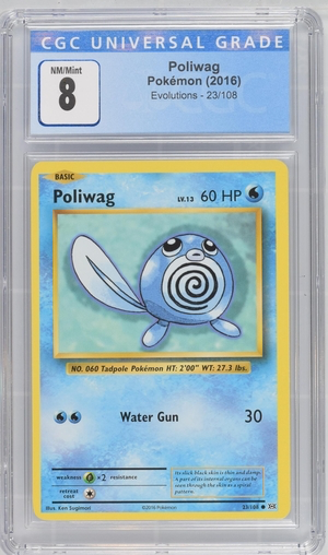 Pokemon - Poliwag - Evolutions 2016 - CGC 8.0 Vintage Trading Card Singles Pokemon   