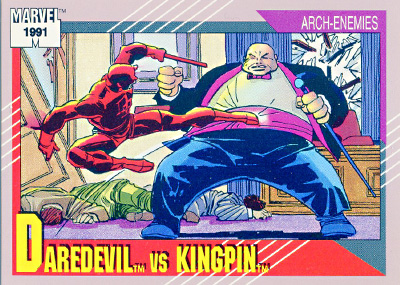 Marvel Universe 1991 - 126 - Daredevil vs. Kingpin Vintage Trading Card Singles Impel   