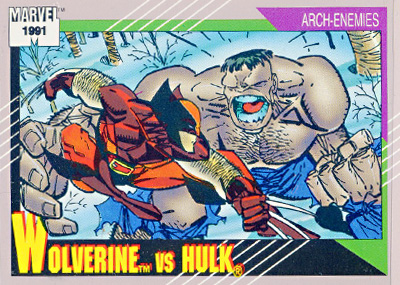 Marvel Universe 1991 - 108 - Wolverine vs. Hulk Vintage Trading Card Singles Impel   
