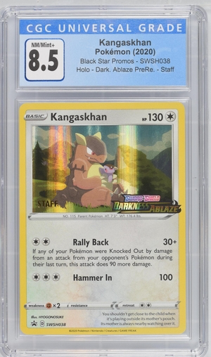 Pokemon - Kangaskhan - Darkness Ablaze 2020 Prerelease Staff Promo - CGC 8.5 Vintage Trading Card Singles Pokemon   