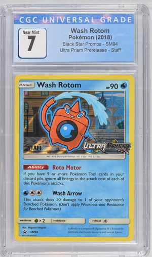 Pokemon - Wash Rotom - Ultra Prism Prerelease Staff Promo 2016 - CGC 7.0 Vintage Trading Card Singles Pokemon   