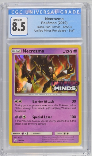 Pokemon - Necrozma - Unified Minds Prerelease Staff Promo - CGC 8.5 Vintage Trading Card Singles Pokemon   