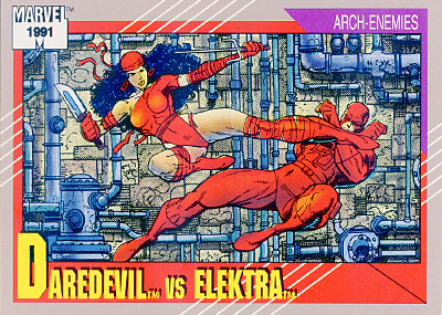 Marvel Universe 1991 - 095 - Daredevil vs. Elektra Vintage Trading Card Singles Impel   