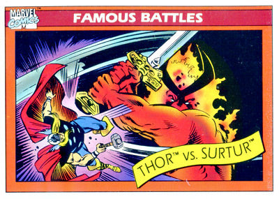 Marvel Universe 1990 - 091 - Thor vs. Surtur Vintage Trading Card Singles Impel   
