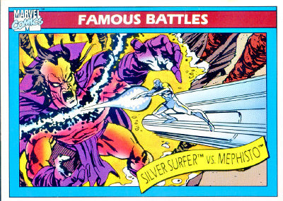 Marvel Universe 1990 - 096 - Silver Surfer vs. Mephisto Vintage Trading Card Singles Impel   