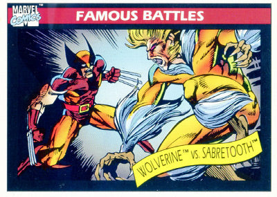 Marvel Universe 1990 - 119 - Wolverine vs. Sabretooth Vintage Trading Card Singles Impel   